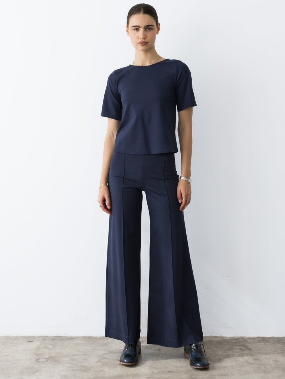 Ripley Rader Navy Ponte Knit Standard Wide Leg Pant Size XS